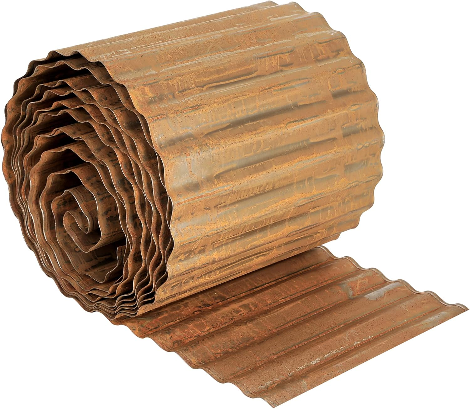 Worth Garden 20 Feet Pre-Rusted Corrugated Edging - 10" H. Sturdy Steel Landscape Lawn Edging - Bendable Metal Long Strips of Garden Border for Raised Flower Bed Tree Surrounds image number 4