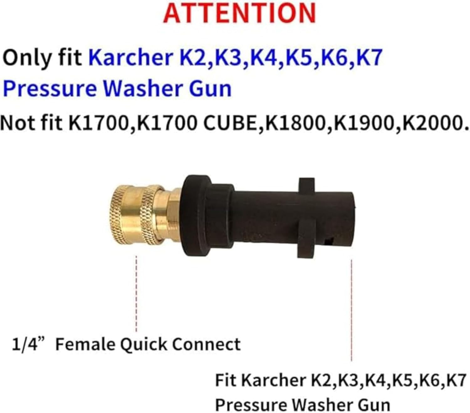 High Pressure Washer Gun Adapter with 1/4'' Quick Connect Female Fitting Compatible with Karcher/K&auml;rcher K Series K2, K3, K4, K5, K6, K7 High Pressure Washer image number 1