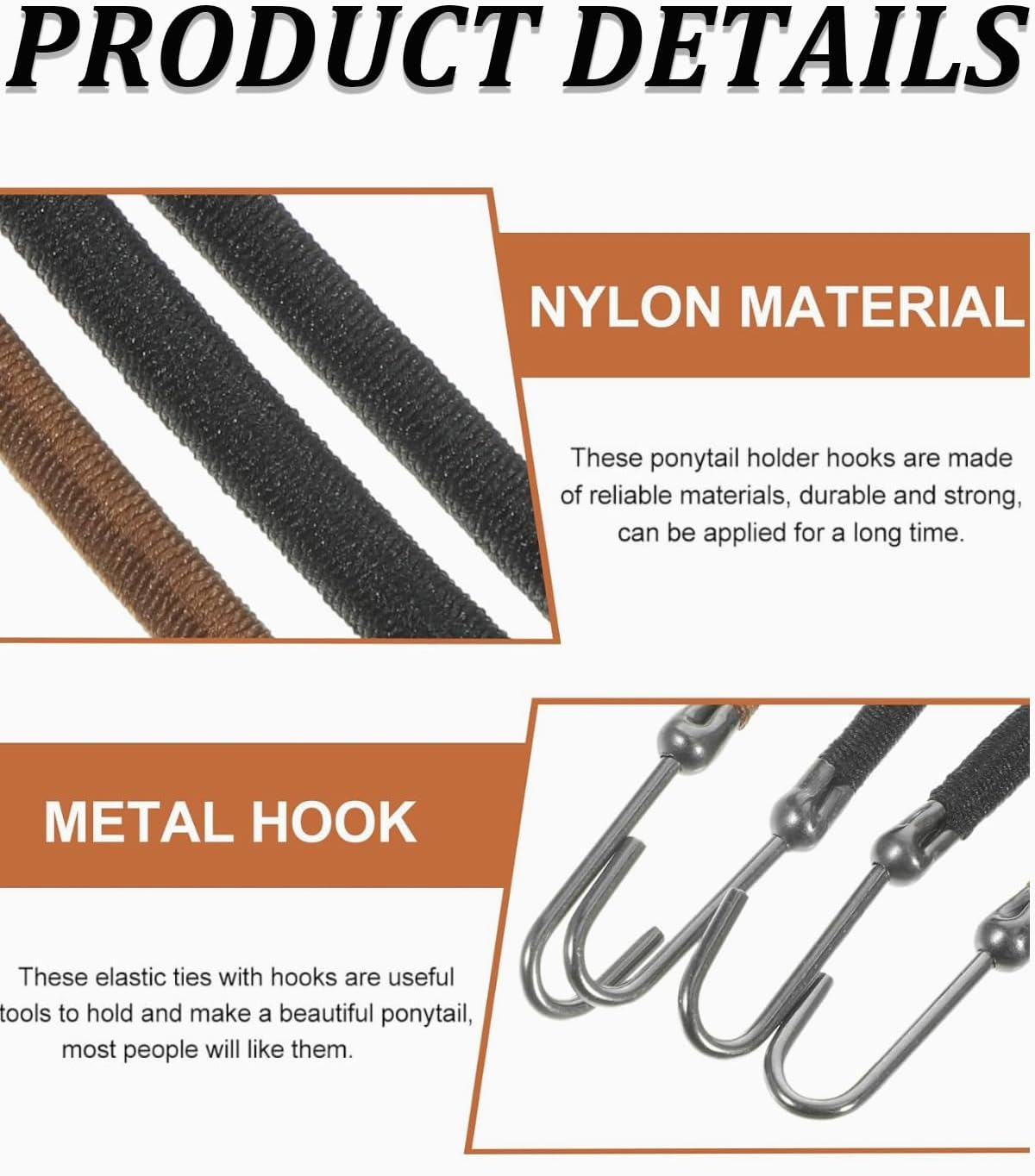 KGDUYC 18 Pieces Ponytail Hooks Elastic Band Black Hair Hooks Ponytail Holder with Hooks Elastic Hair Styling Rubber Bands for Women Hair Styling, Ponytail Holder, Braiding Aid Hair image number 2