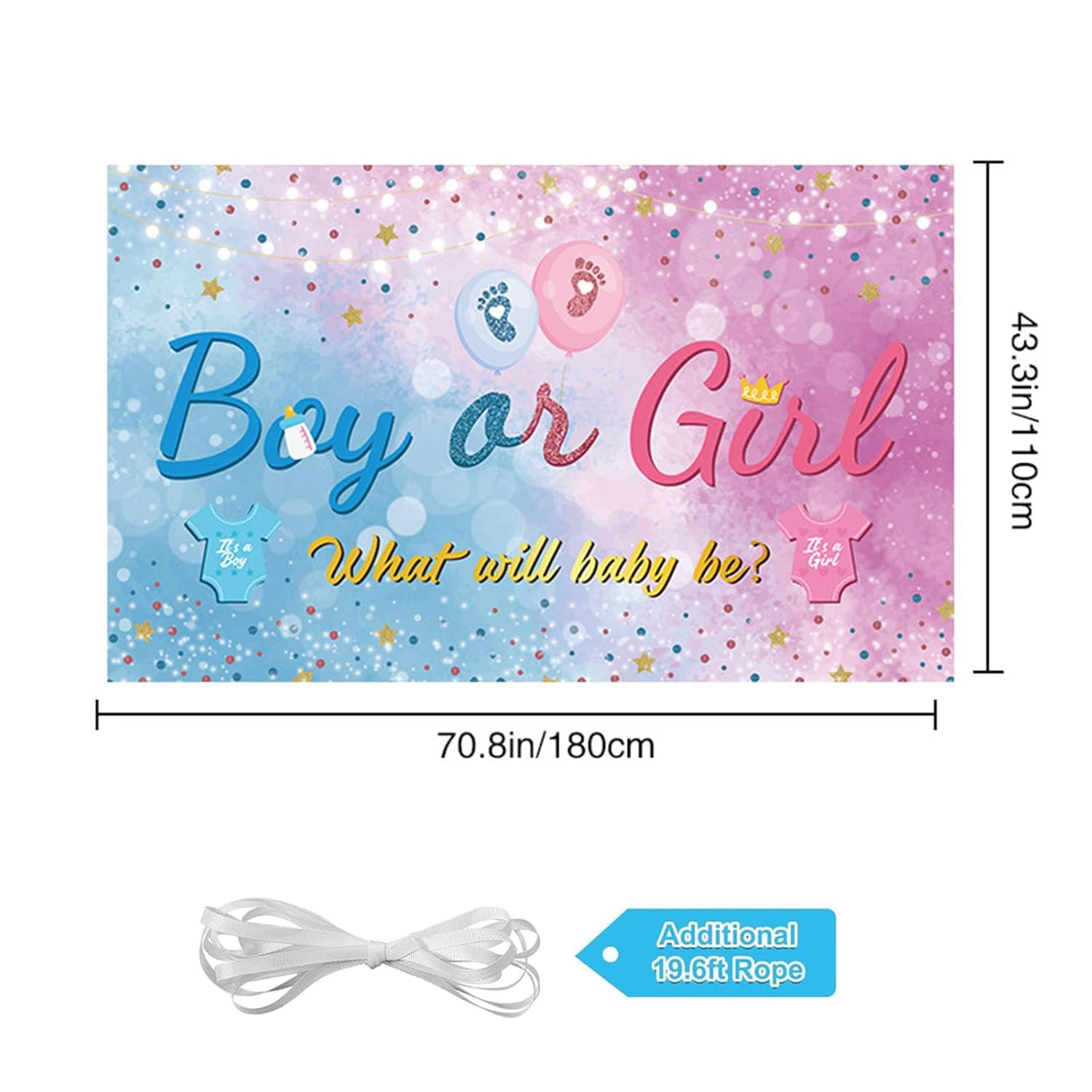 Gender Reveal Backdrop Banner,Gender Reveal Banner Boy or Girl Gender Reveal Background Baby Shower Party Decor 70.8 X 43.3 Inch image number 4