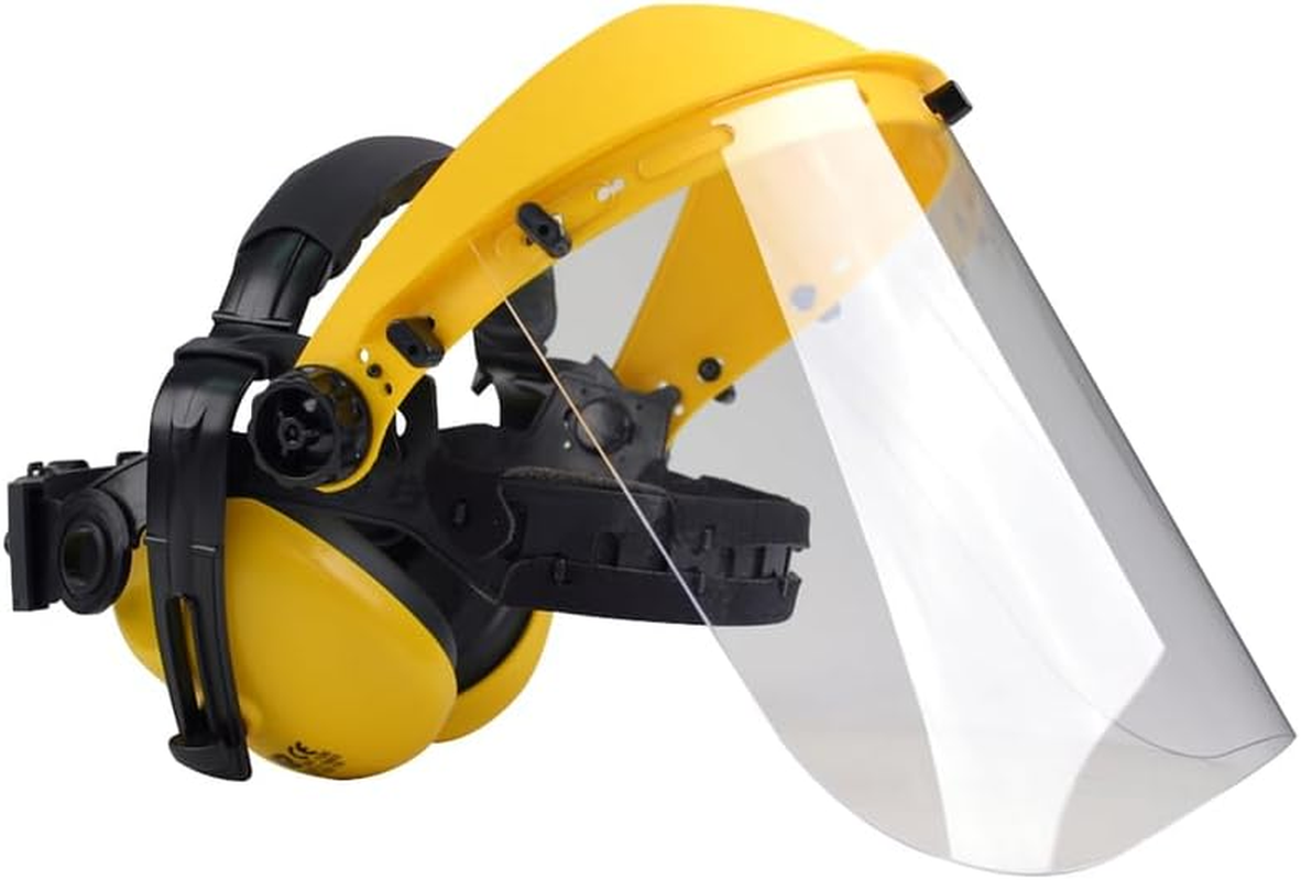 Oregon Browguard, Ear Protection & Clear Visor Combination PPE, Adjustable Safety Face Shield with Noise Cancelling Ear Muffs Attached to a Head Guard, for Forestry, Gardening, Loggers, DIY, One Size