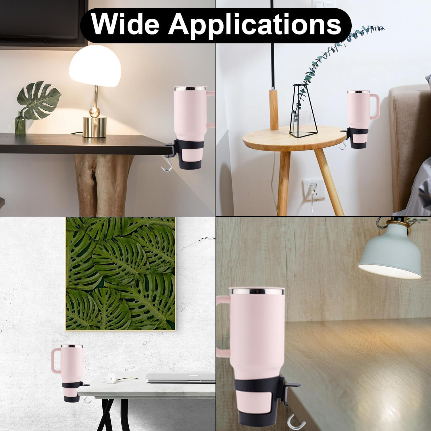 Shuoteng 1Pc anti Spill Desk Cup Holder with Hanger, 2-In-1 Table Desk Cup Holder, 2-In-1 Anti-Spill Table Cup Clamp with Hanger image number 5