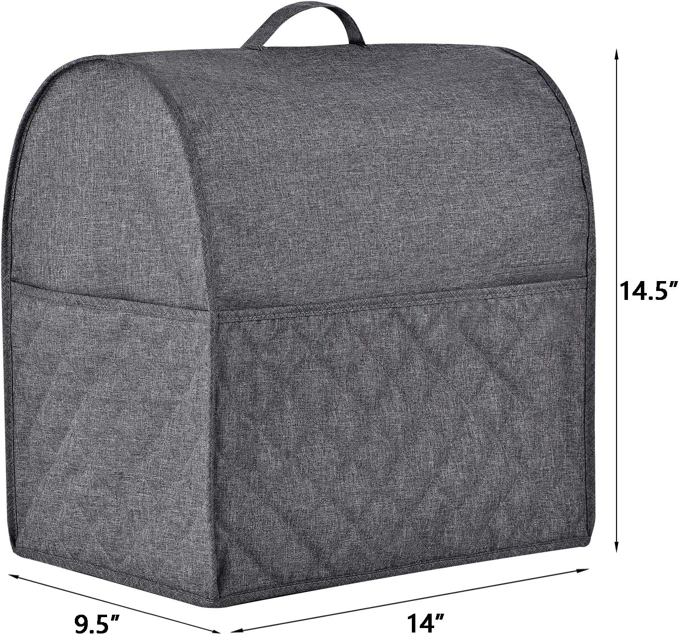 Stand Mixer Dust-Proof Cover for Kitchenaid Mixer，Multi Pockets for Various Kitchen Appliance Accessories，Water-Resistant，Easy Cleaning (Grey, Fit for Tilt Head 4.5-5 Quart) image number 6