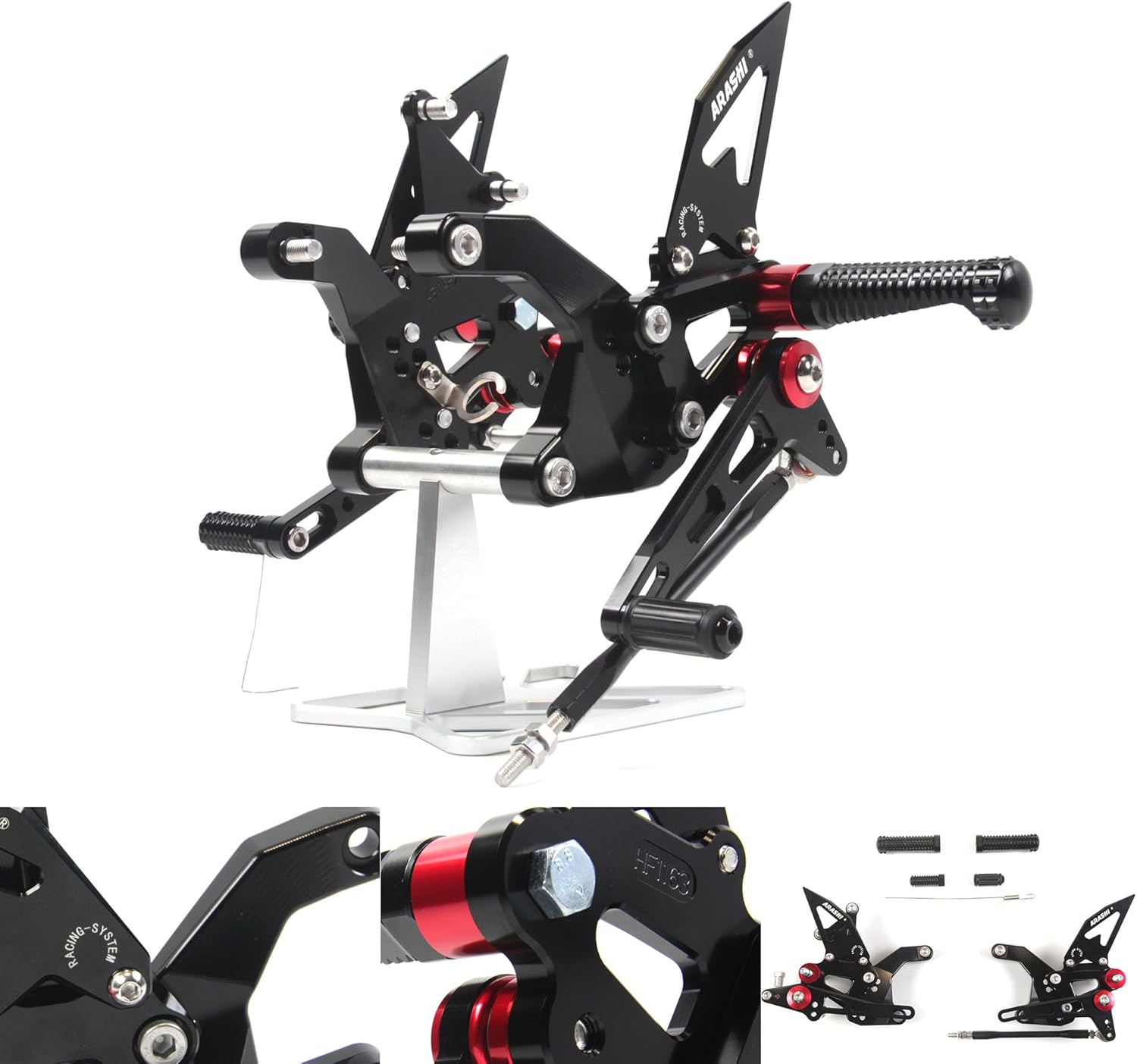 Arashi (Version 2.0) Rearsets for Kawasaki Z900 ZR900 2020-2022 Motorcycle Accessories Parts Adjustable Footrests Foot Peg Rear Sets Z ZR 900 Black image number 5