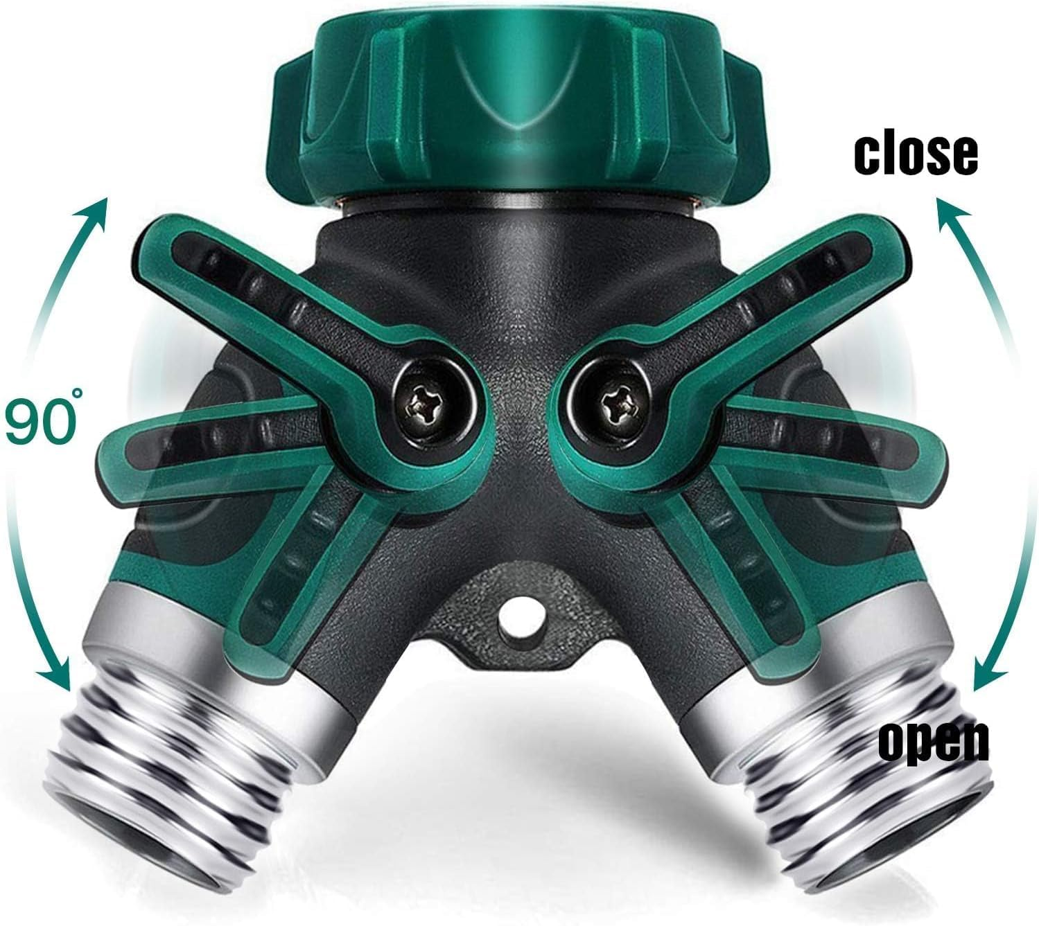 Garden Hose Splitter, 2 Way Hose Tap Connector, Hose Pipe Connector, Garden Water Pipe Connectors, Garden Hose Y-Splitter Connection with Individual On/Off Valves for Water Pipe image number 5