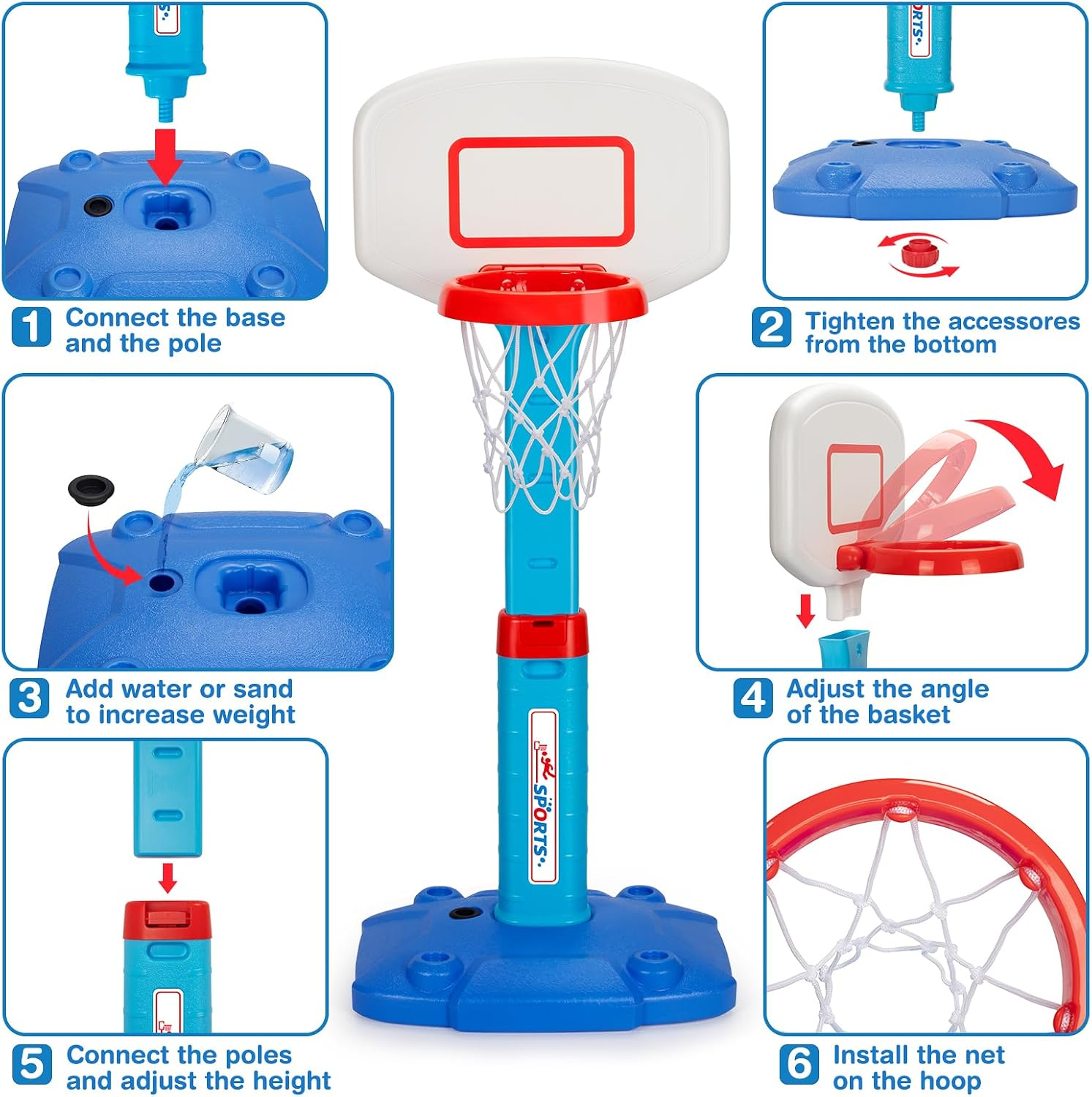 Basketball Hoop Indoor Outdoor Toys for Toddlers 1-3, Kids Basketball Hoop with 3 Balls, Adjustable Mini Basketball Goal, Christmas Birthday Sports Toys Gift for Baby Boys Girls Age 1 and Up image number 3