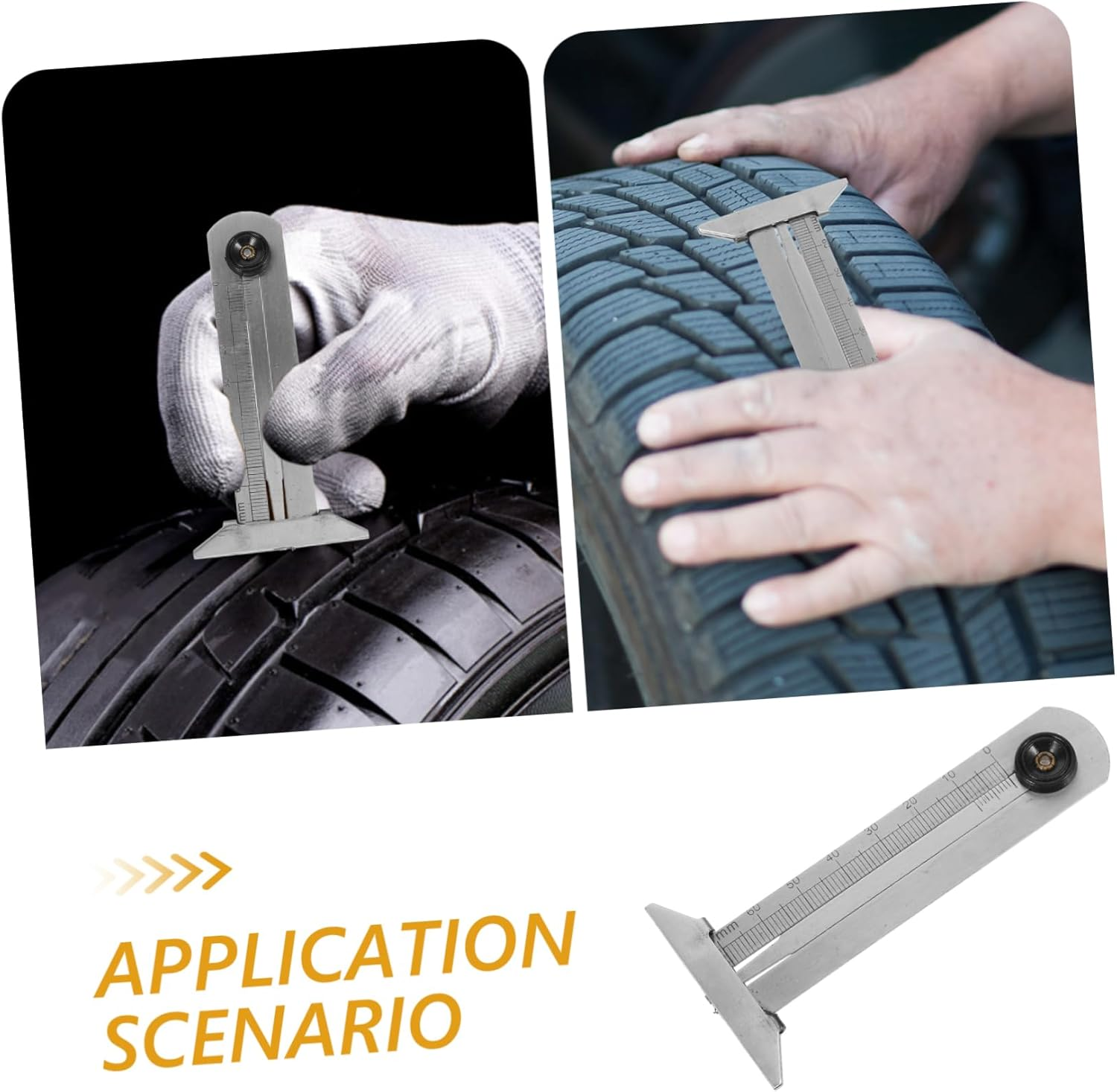 SOESFOUFU Automotive Replacement Tire Tread Depth Gauge Stainless Steel Car Tire Gauge Tool image number 4