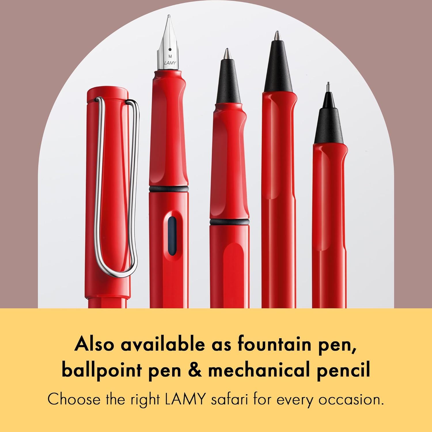 LAMY Safari Red - Rollerball Pen with Ergonomic Grip & Line Width M - for Pleasant Long Writing - Made of Robust ASA Plastic - Including Rollerball Refill LAMY M 63 in Black image number 5