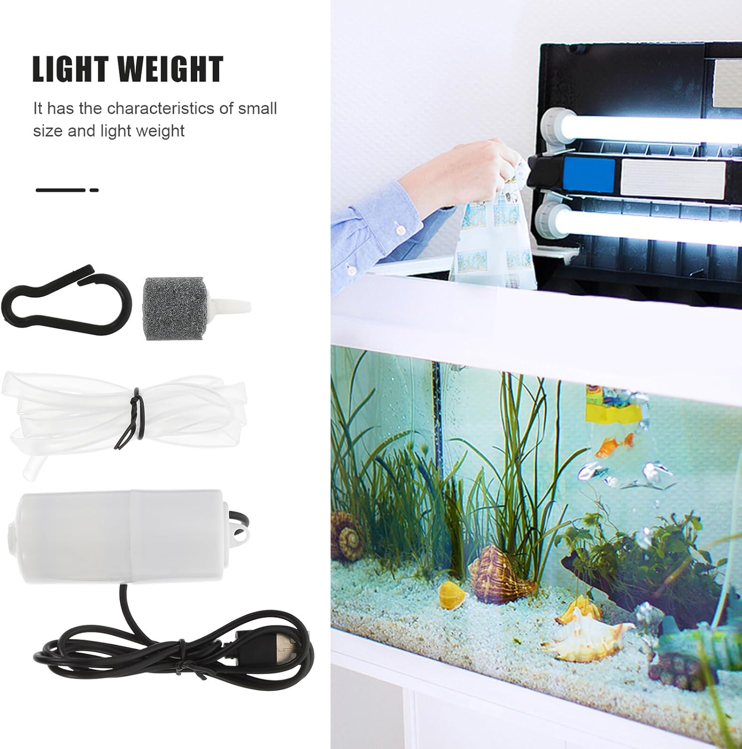 COHEALI 2 Sets Rechargeable Small Aquarium Air Pump USB Silent Oxygen-Increasing Air Pumps for Fish Tanks and Practical Aerator for Ornamental Fish and Home Aquariums Random Color image number 3