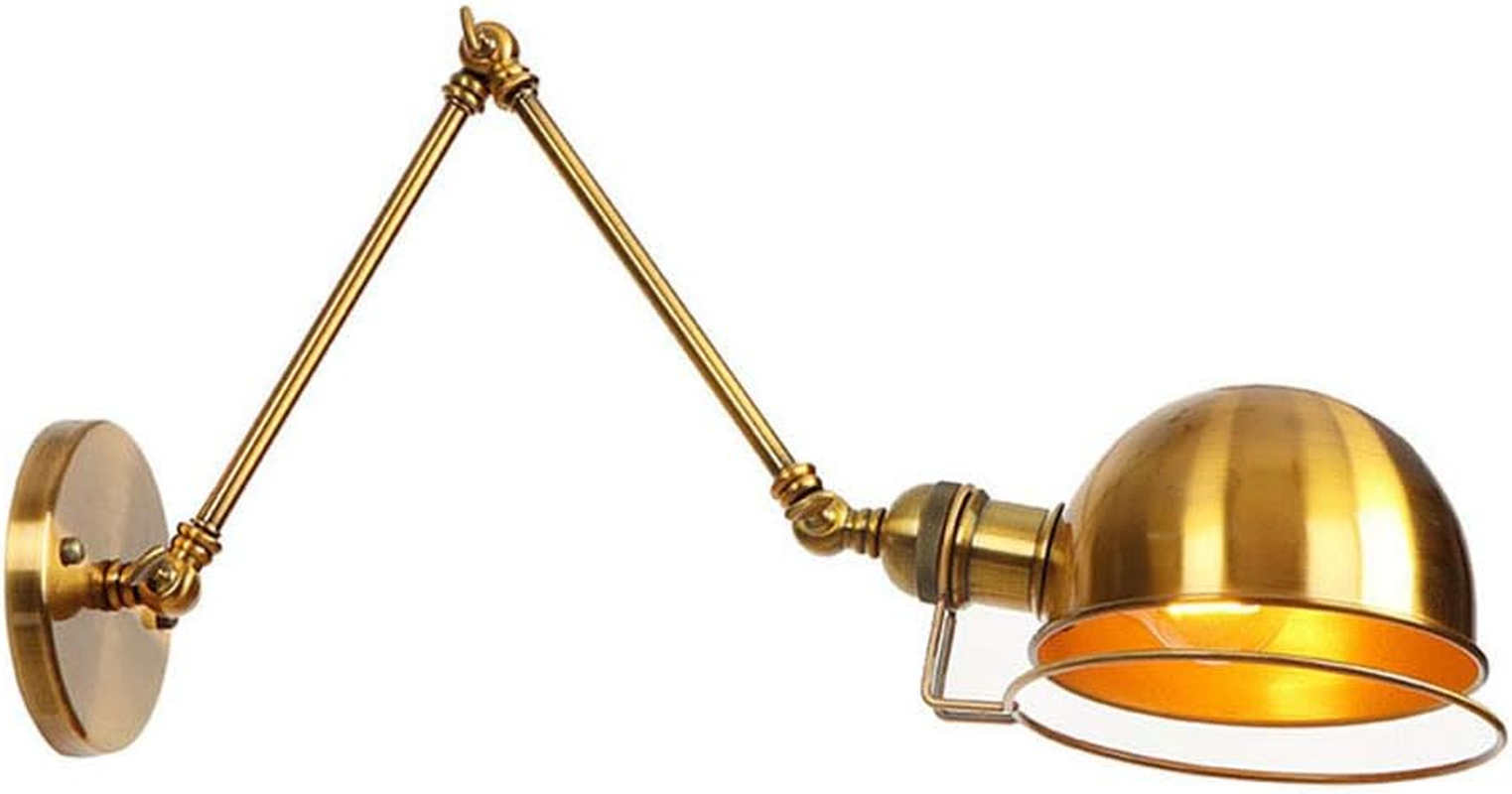 Vintage Wall Light Industrial Lighting,Indoor Retro Lights Wire Metal Cage,Home Decoration Lights Fixture(E27*One Bulb Included),Gold XXZ image number 6