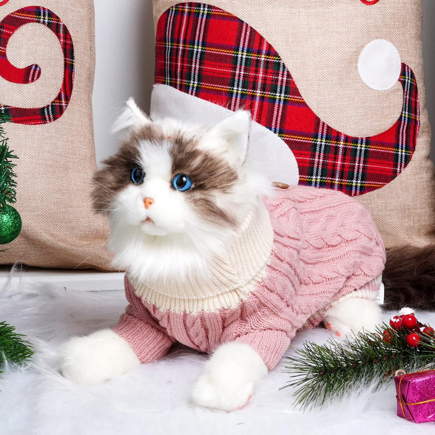 Topbuti Dog Sweater Turtleneck Knitwear Doggie Pullover Sweater Doggy Winter Coat Warm Pet Clothes Puppy Holiday Clothing Buttons Knitted Outfits for Small Cats Dogs Cold Weather (Small) image number 6