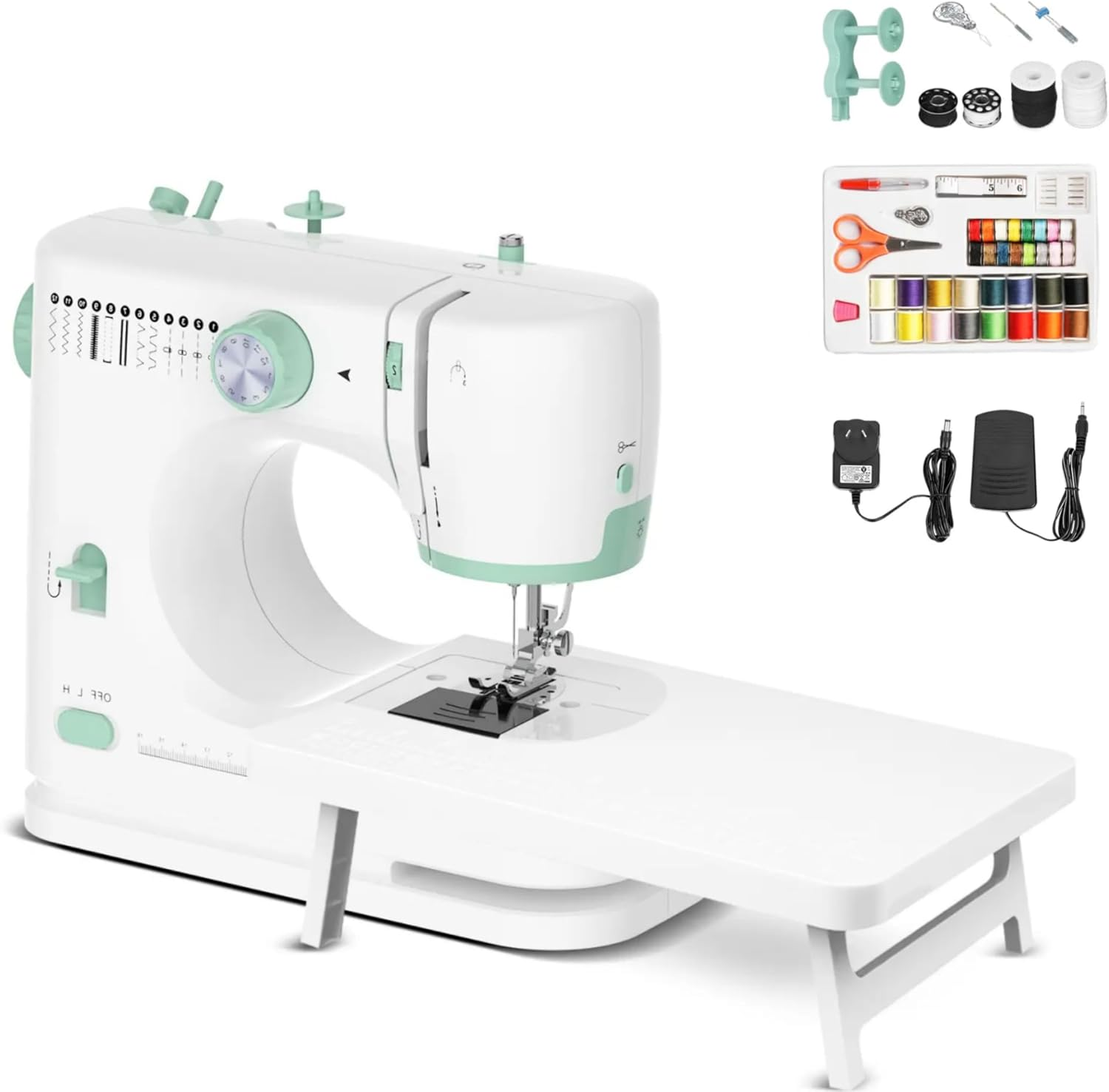 Sewing Machine with 54 Sewing Accessories & Table,Portable Electric Mending Machine for Home Travel DIY Beginners with 12 Stitch Patterns | Built-In Light image number 4