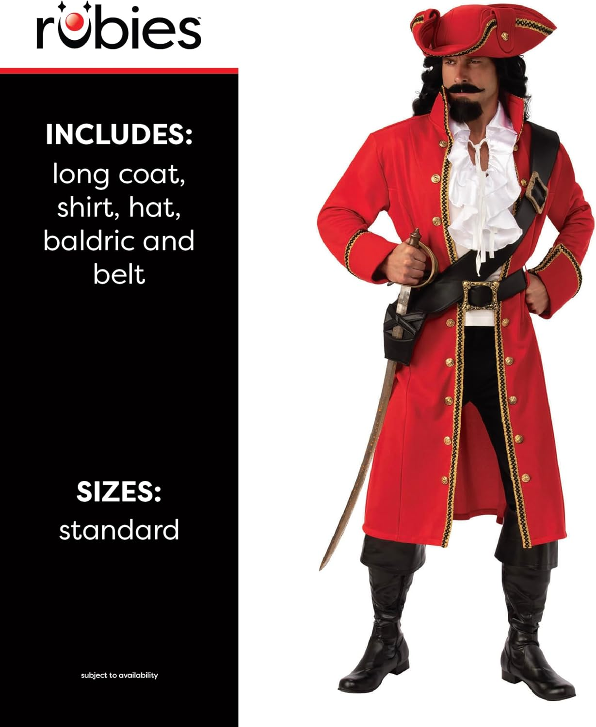 Pirate Captain Costume for Adults - Standard image number 1