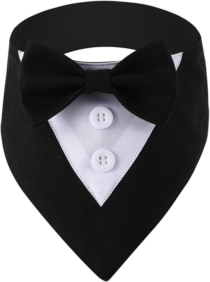 Dog Tuxedo,Formal Dog Wedding Bandana Dog Collar with Bow Tie Dog Birthday Costume Adjustable Pet Party Tux Dog Wedding Attire,Dog Valentines Outfit Cosplay for Small Medium Large Pets (Black, S) image number 2