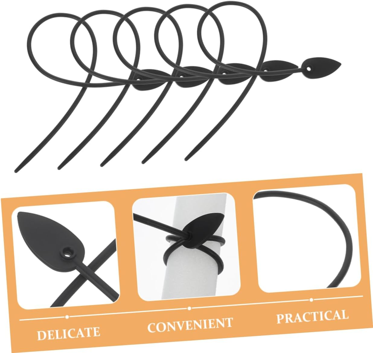 BEBEMOKO 20Pcs Black Silicone Plant Ties for Garden and Floral Wire Plant Fixing Tool, Flexible Twist Ties for Vegetable and Flower Stem Support, Reusable Gardening Straps for Home image number 4