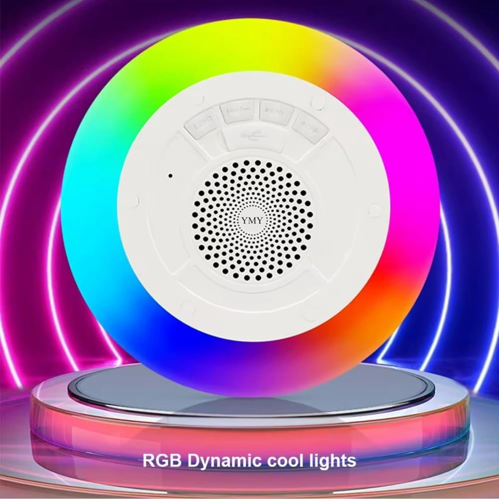 RGB Light Bathroom Stereo Speaker Bluetooth IPX7 Waterproof Shower Pool Floating Speaker with Mic 1200Mah image number 1