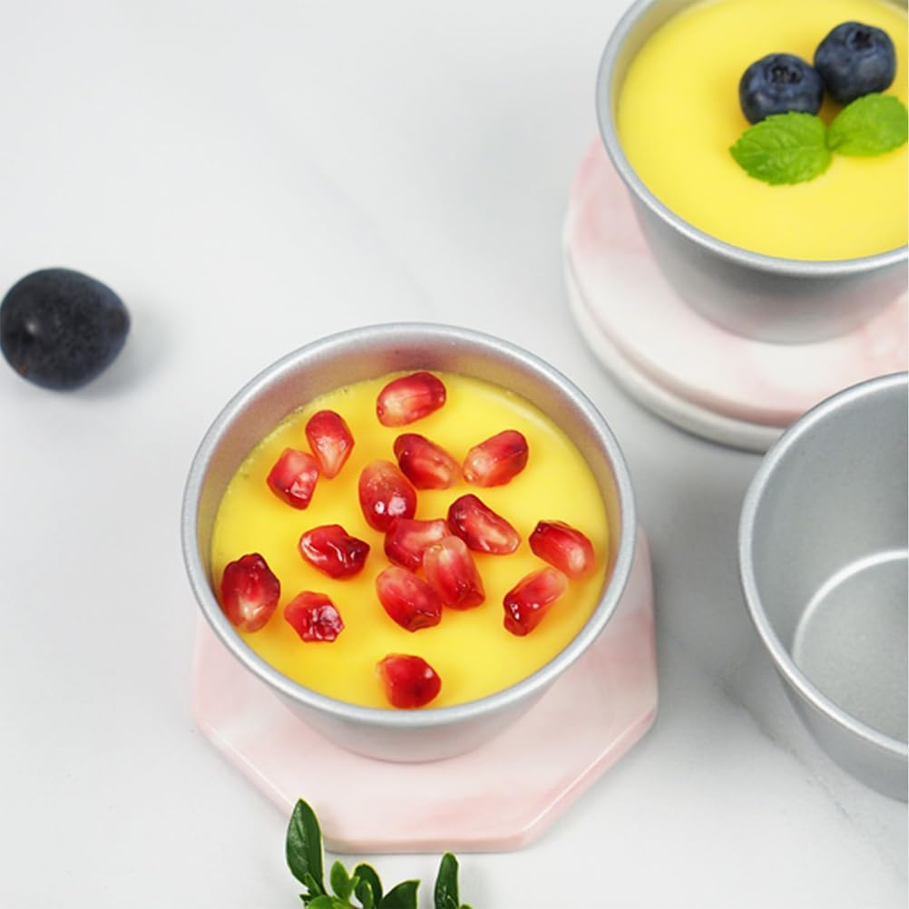 4Pcs High-Carbon Steel Pudding Molds Nonstick Baking Cups for Muffins and Easy Release Bakeware Set image number 3