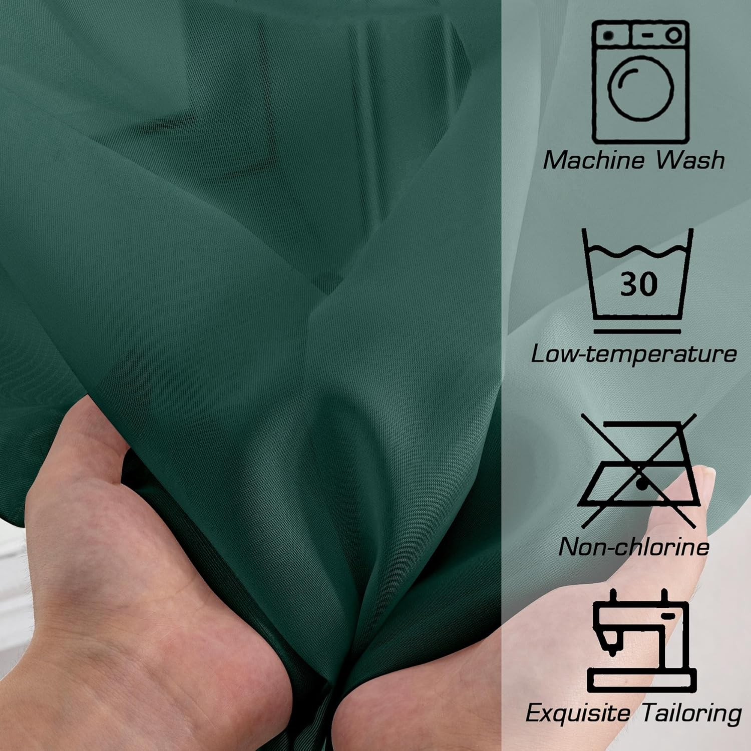 Simplebrand Hunter Green Sheer Curtains 96 Inches Long 2 Panels, Light Filtering Rod Pocket Solid Color Window Sheer Curtain Panels, Elegant Curtains & Drapes for Living Room, Bedroom, 42" W X 96" L image number 2