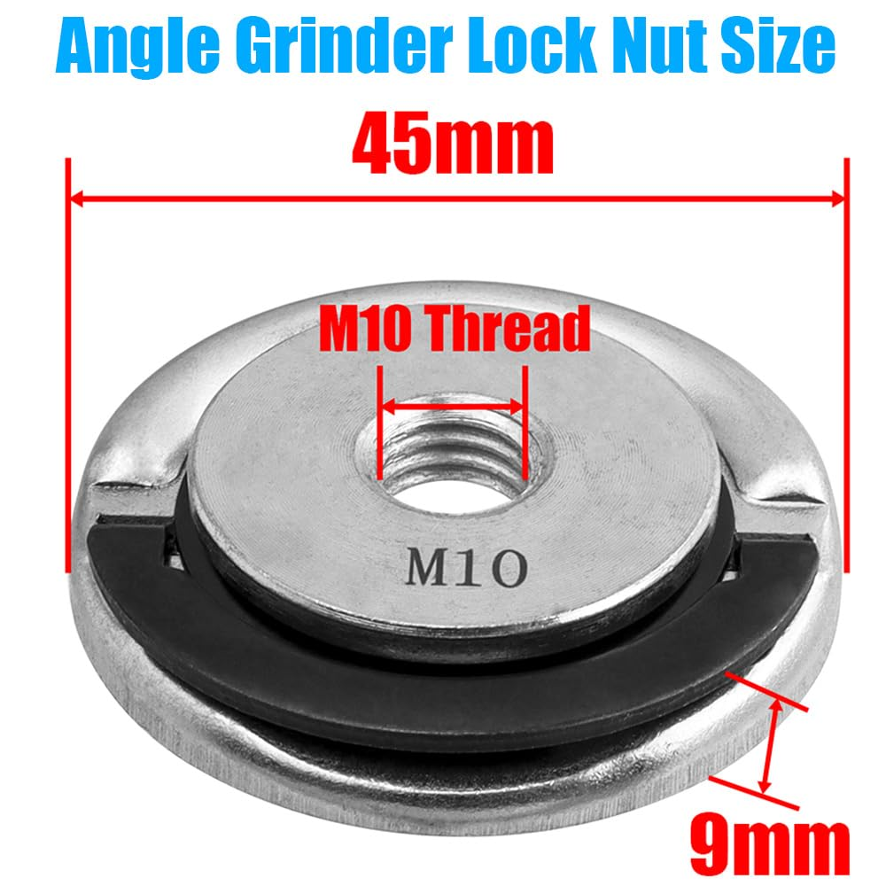 Yakamoz 2PCS M10 Thread Angle Grinder Lock Nuts, Quick Release Grinder Flange Nut Replacment Lock Nuts for Angle Grinder Electrical Tools image number 1