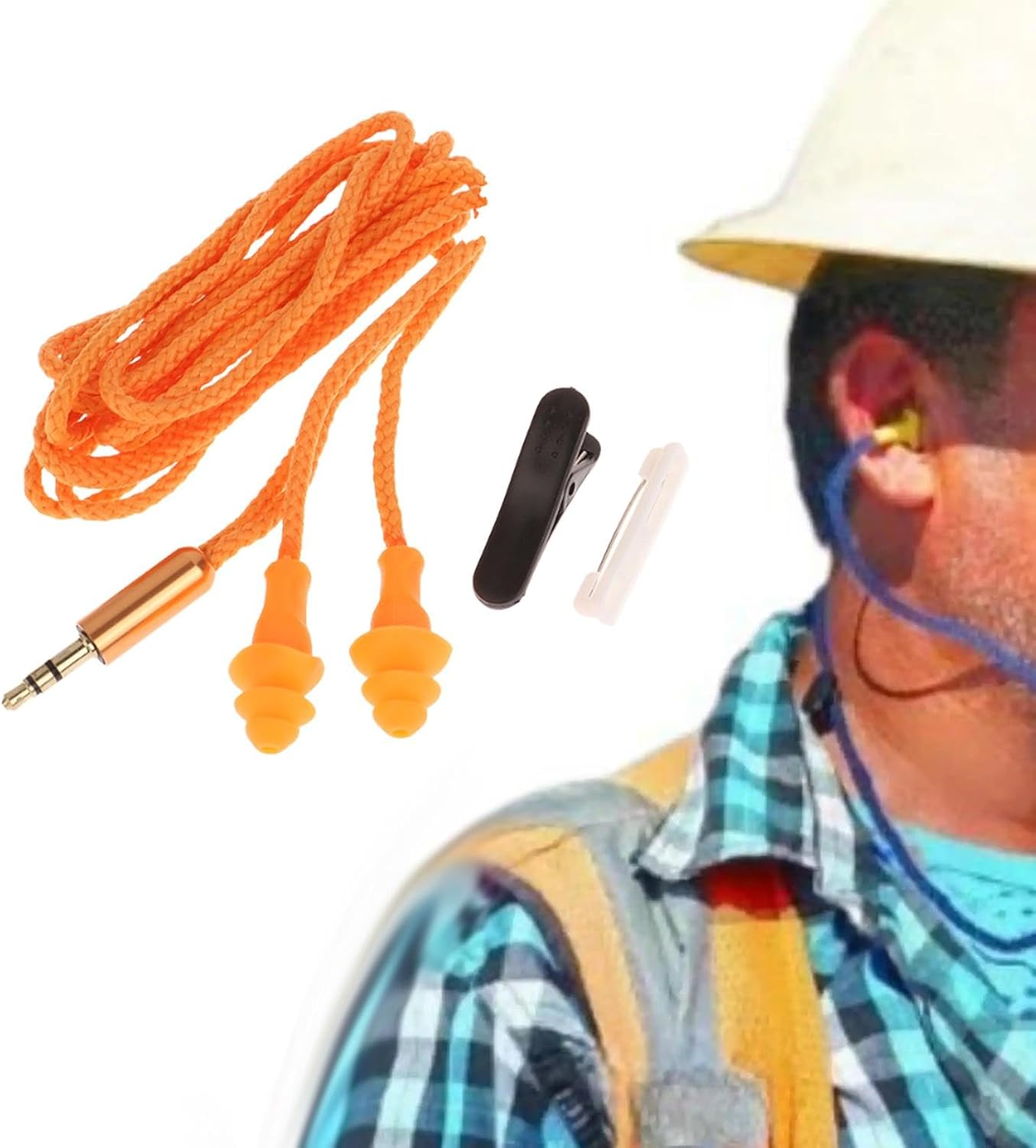 Eigell Ear Plug Headphones Work Earbuds Hearing Protection with Clear Sound Earplugs 3.5Mm Earphones for Sports Studying Concert, Yellow 70Cm image number 6