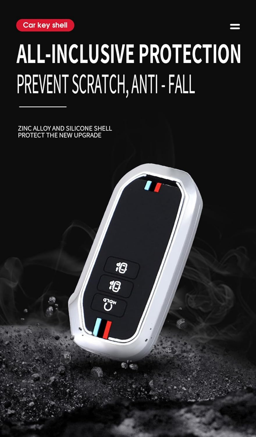 KUNIO Zinc Alloy Car Key Fob Cover Case Fit for Kia Sorento 2020-2021 EV6 2022 2023 K5 2022 2023 Key Protective Cover Keychain Key Holder Automotive Interior Accessories 7 Button Type B-Gun Black image number 3