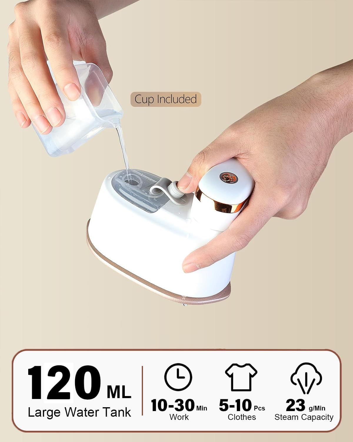 1100W 2-In-1 Travel Steamer & Iron | 3 Steam Modes for Fast Wrinkle Removal, 180&deg; Foldable Handle | Compact Portable Clothes Steamer for Home & Suitcases | Gift-Ready Appliance with Storage Pouch image number 1