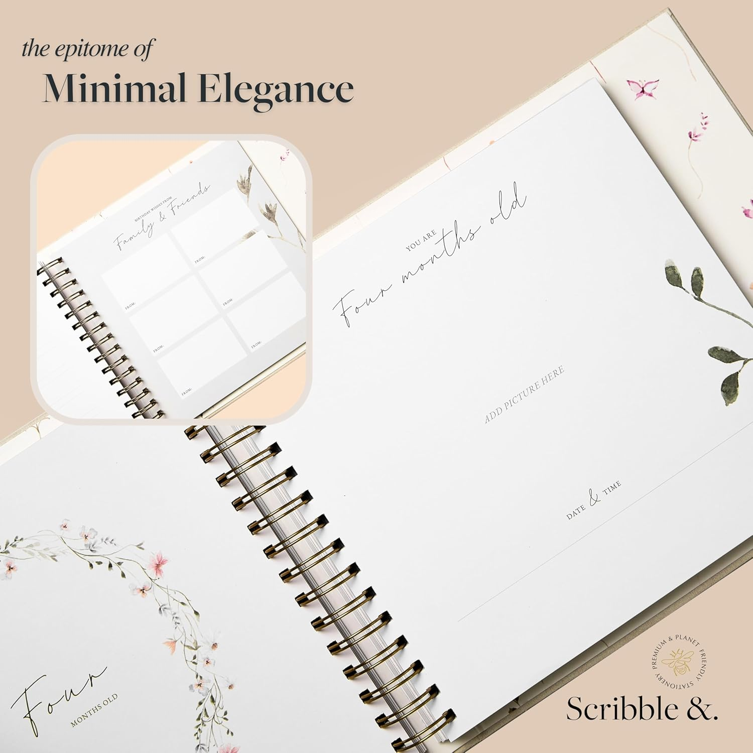 Scribble & Dot&trade; Baby Journal Memory Book | Elegant Keepsake for Newborn to Age 5 | Gift-Ready with Tissue Wrap & Box | Perfect for Showers & Pregnancy Gifts image number 2