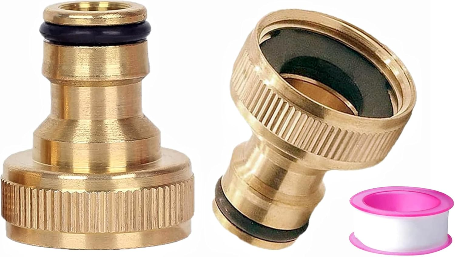 2 Pack 3/4 Inch Male Hose Tap Connector, Garden Tap Connector, 3/4" BSP Male Watering Fittings for Threaded Faucet Adapter (Set of 3)