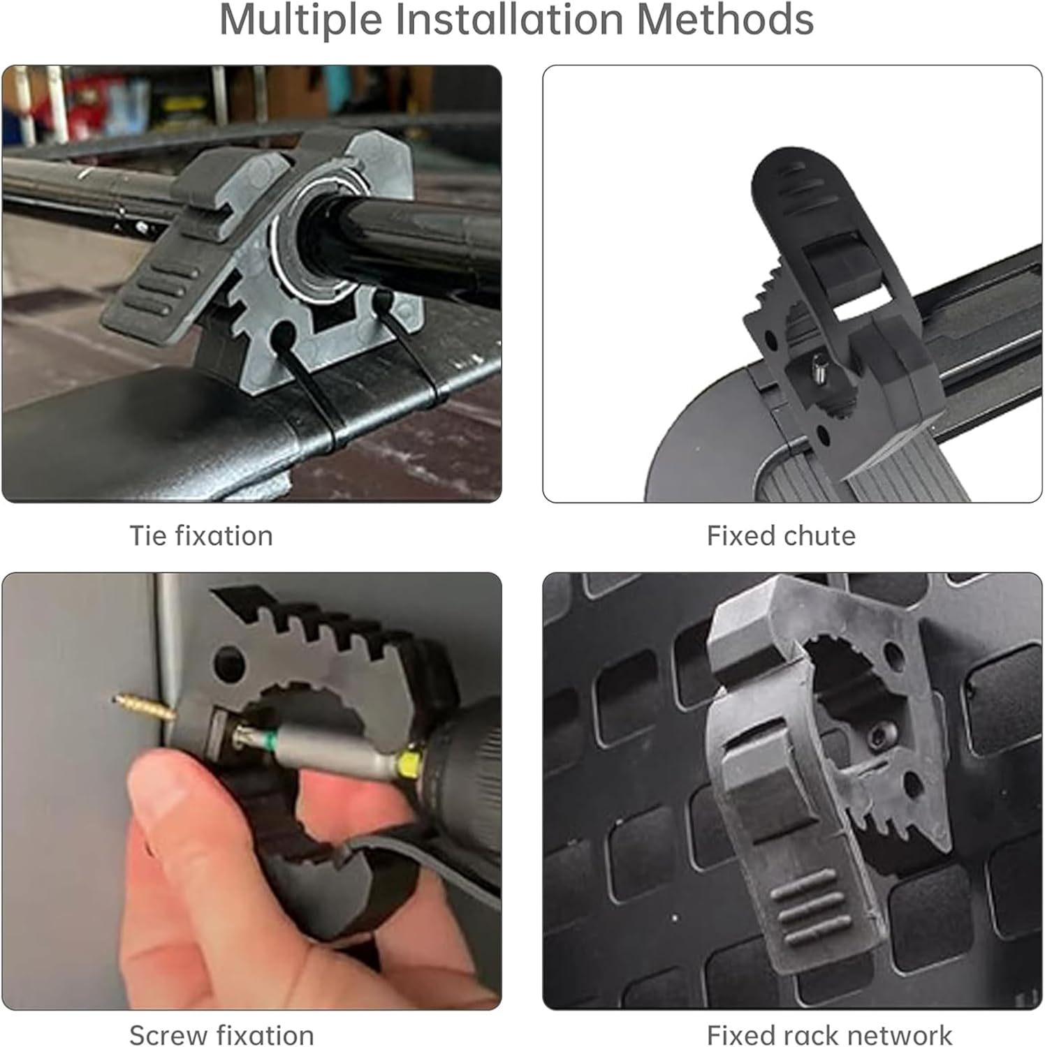 Quick Release Rubber Clamp Mount Kit, 4 Pack, 1-1/7" to 1-3/7" Diameter, for UTV ATV Truck Roof Rack, Shovel Tool Handle Holder, Offroad 4X4 Accessories image number 4
