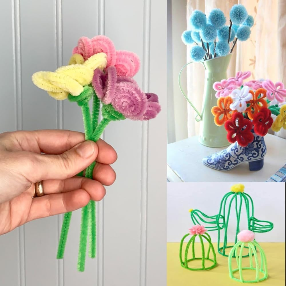 1000Pcs Pipe Cleaners, Betterjonny 20 Assorted Colors Pipe Cleaners for Crafts 12In Long Pipe Cleaners Colored Art and Craft Supplies for DIY Art Creative Crafts Decorations image number 6