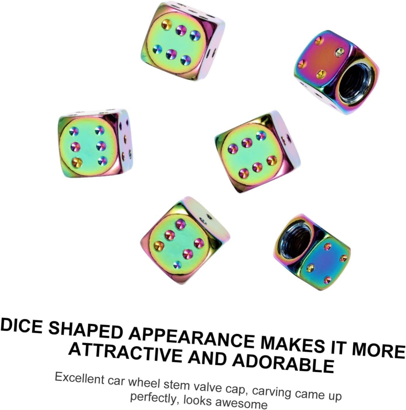 Creative Colorful Dice Tire Valve Stem Caps 4Pcs Set Universal Aluminum Alloy Covers for Car Wheels Automotive Alloy Tyre Accessories - Assorted Color image number 5