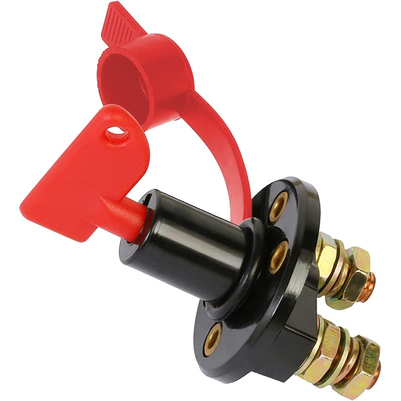 AIMALL 2PCS 12V 24V Battery Disconnect Isolator Kill Switch with Key, 400A Power Cut off for Car, Marine, Boat, Waterproof Cover, Anti-Theft Protection, 2.2"X2.2"X2.8" image number 2