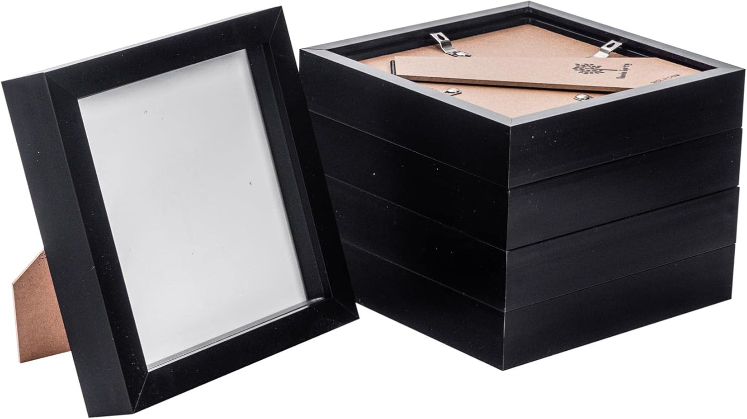 Nicola Spring 3D Shadow Box Photo Frames - 4 X 4" (10 X 10Cm) - Pack of 5 - Black 3D Photo Frame Picture Frame Box Small Square Display Case for Crafts, Keepsakes, Wedding, Graduation