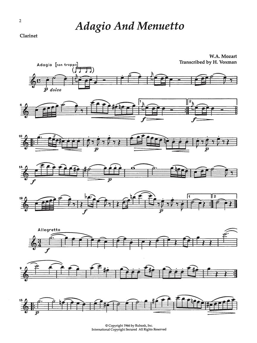 Rubank Book of Clarinet Solos Intermediate Level Clarinet Sheet Music Book with Online Audio 11 Classical and Festival Pieces by Mozart Handel Schumann and More Hal Leonard Collection image number 2