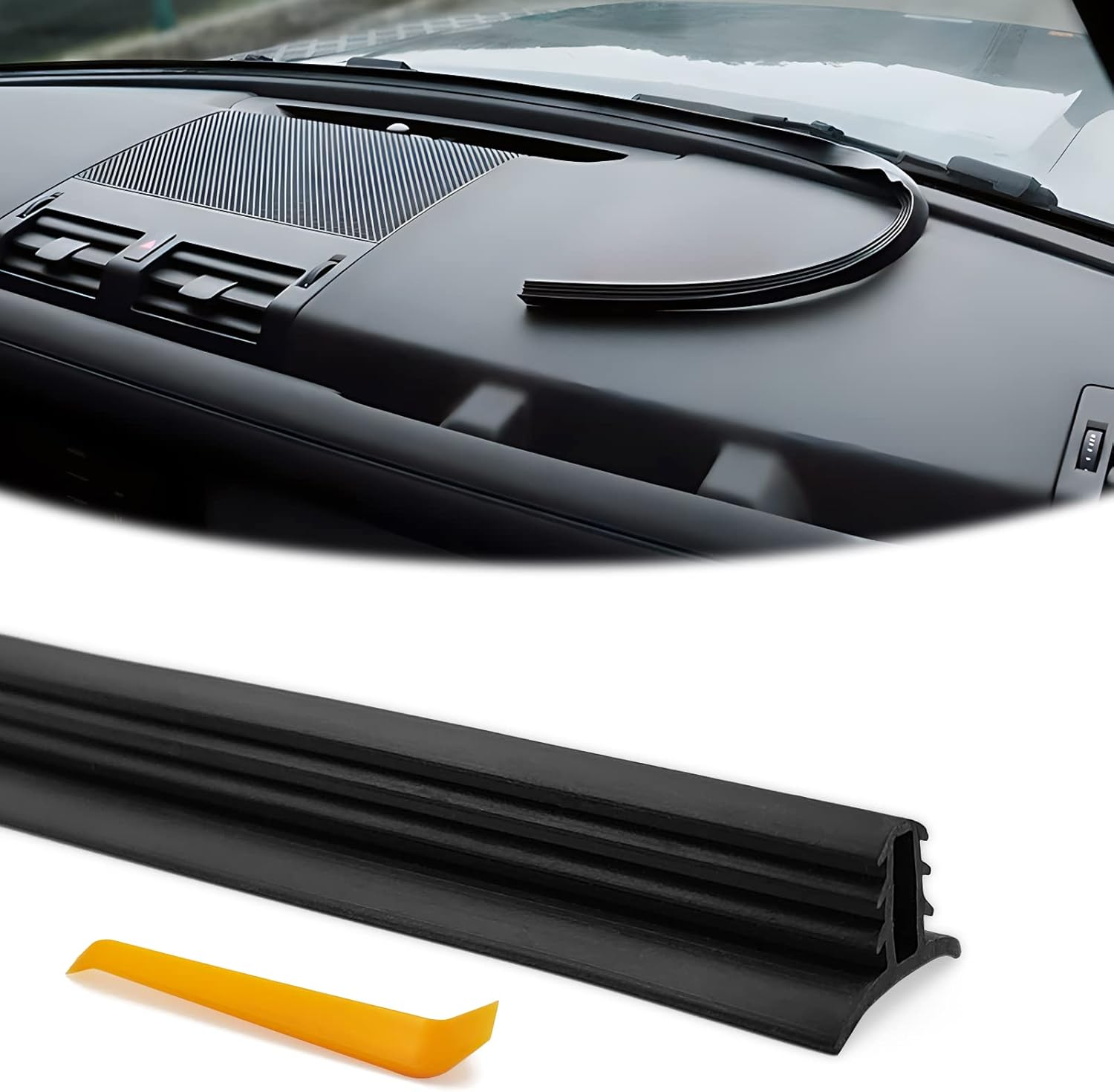 2.0M Universal Car Slit Windshield Trim Strip, Car Rubber Seal Protector Guard Strip, Car Dashboard Seal Strip, Dashboard Panel Sound Insulation Adhesive Strips, Suitable for Cars, Trucks, Boats, Rvs