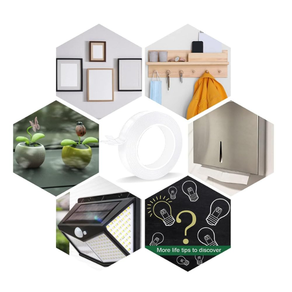 Heavy Duty Double Sided Nano Transparent Tape 3 Meter (10 Feet) Hanging,Instant Strong Hold,Removable,Trace Less and Multi-Function Adhesive Mounting Sticky Wall Strips (1Mm Thickness) image number 1