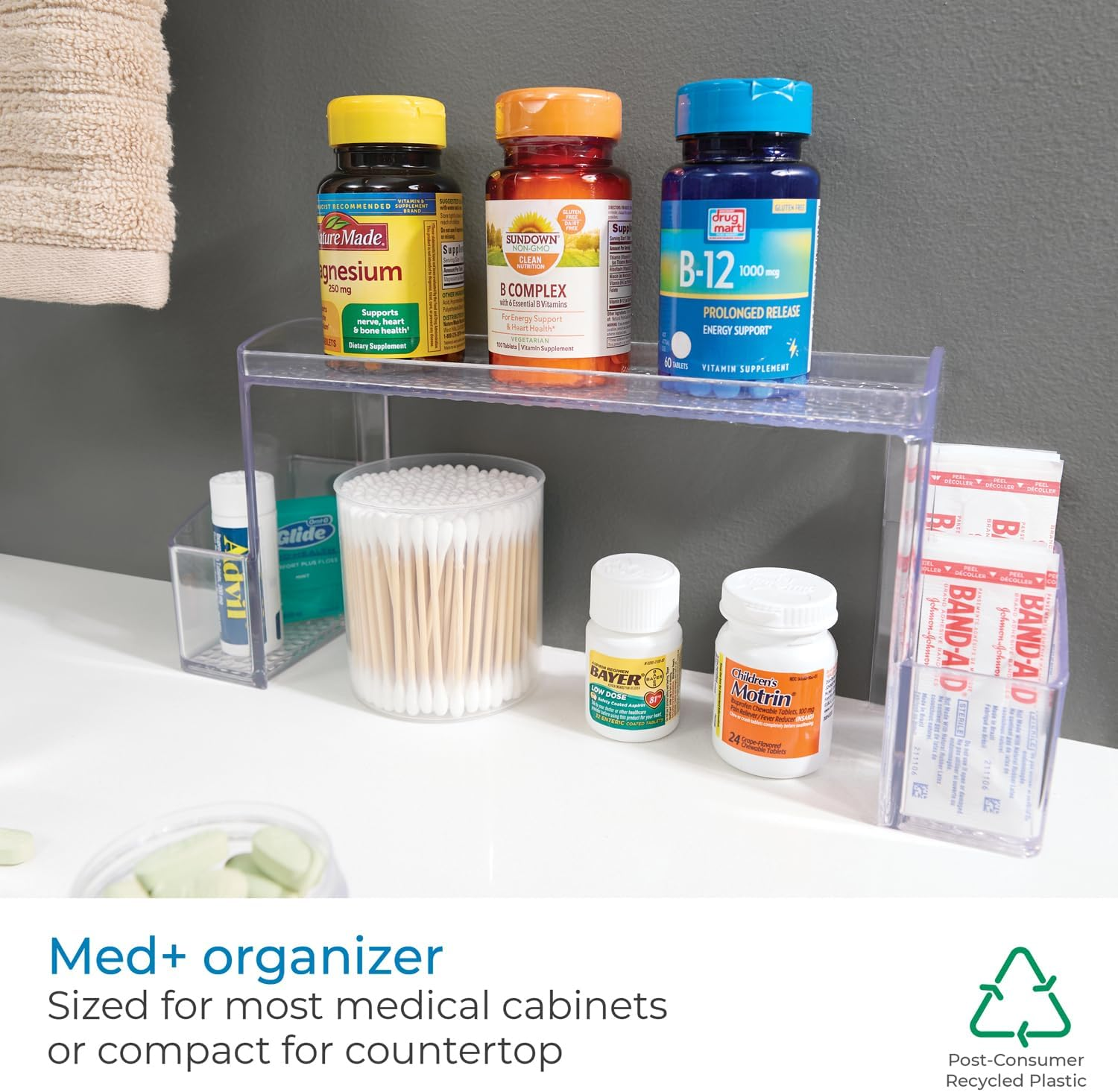 Interdesign Med+ - Makeup and Medicine Cabinet High Rise Organizer - Clear - 12 X 3 X 5.25 Inches image number 2