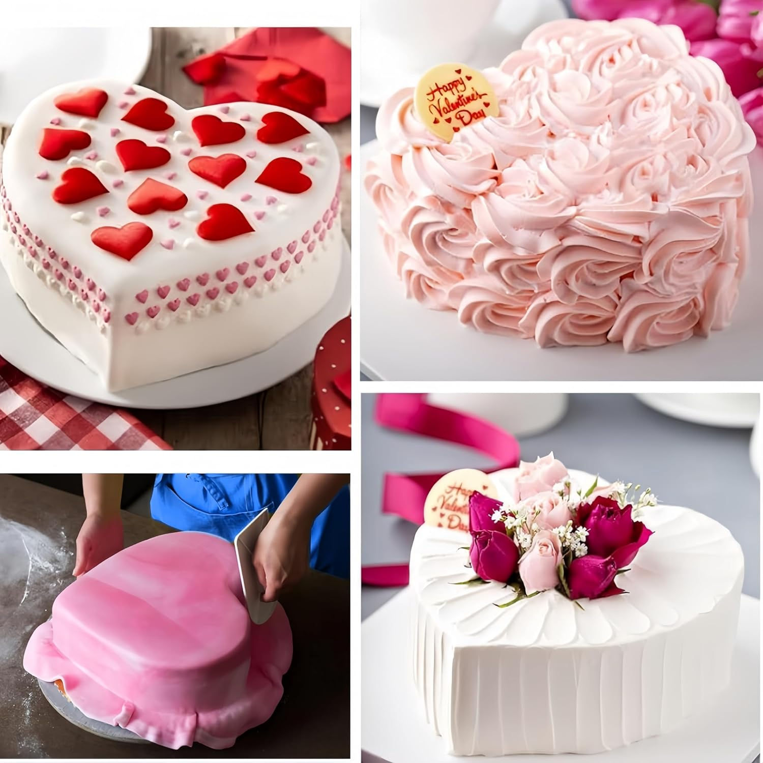 Heart Shaped Cake Pans, 10 in Silicone Cake Baking Tray,3 Pcs Reusable Cake Molds, Heat Resistant Nonstick Cheesecake Molds for Cake,Cheesecake,Muffin,Chiffon Cake image number 4