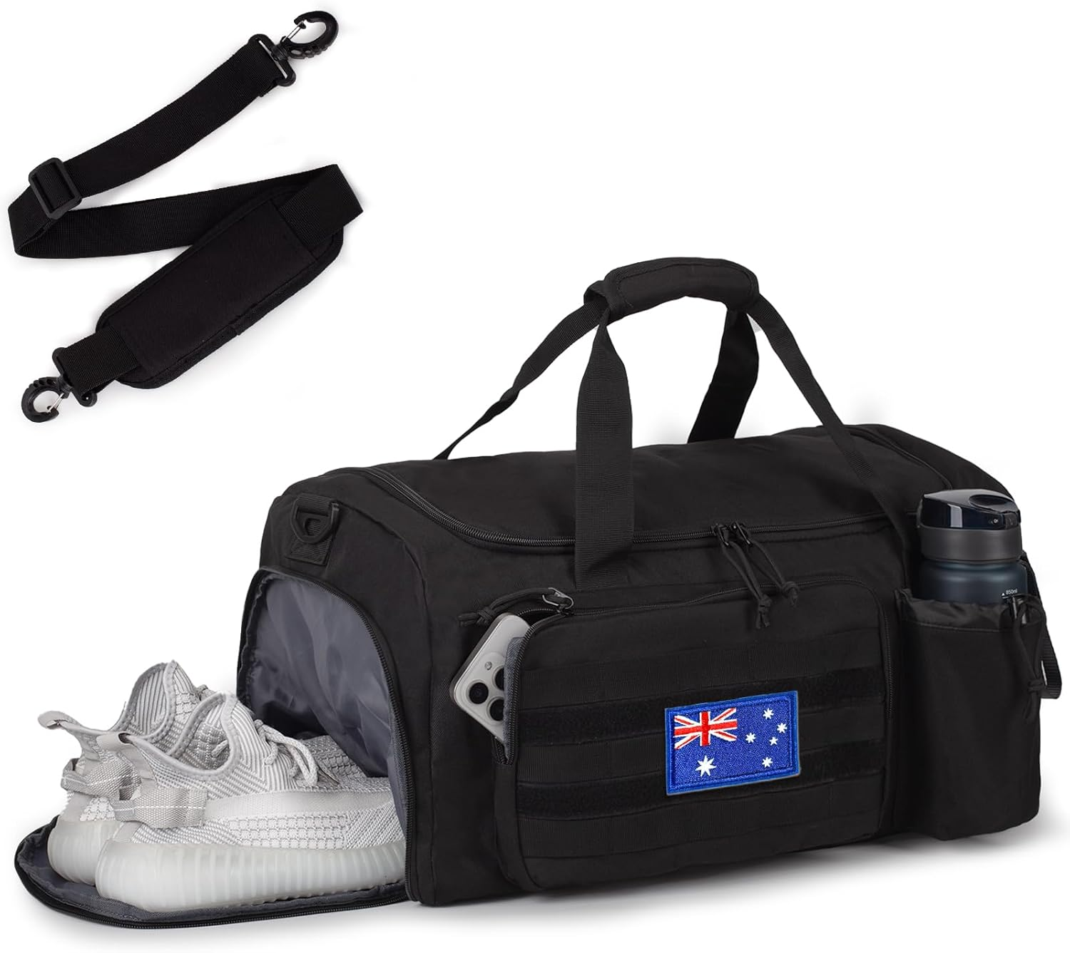 Tactical Gym Bag for Men, 40L Large Capacity Duffle Bags with Shoes Compartment, Sports Bag with Wet Compartment, Multi-Functional Weekend Bags Suitable for Travel, Camping,Hiking