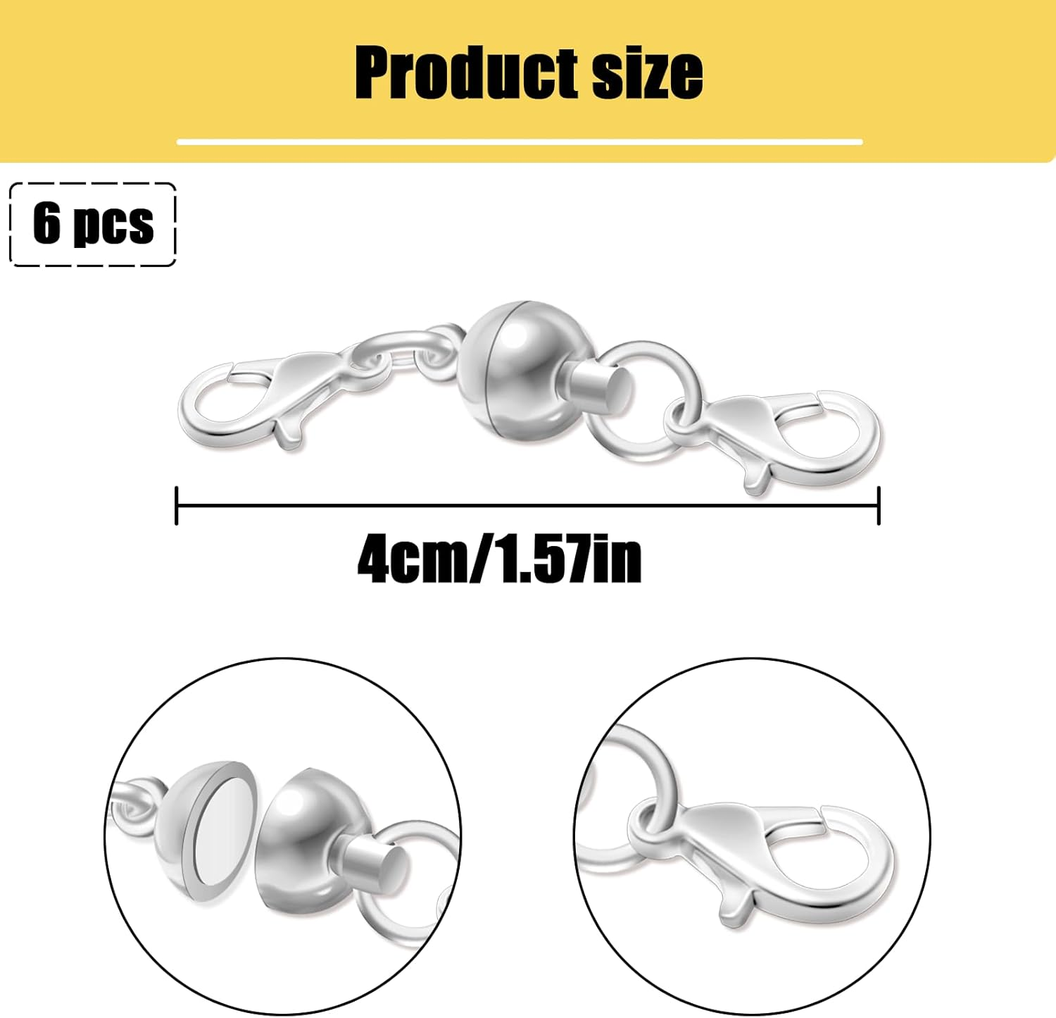 HAIKING Connector Clasp, 6 PCS Golden & Silver Magnetic Lobster Clasp for Jewelry Making (4 Cm/1.57 In) image number 1