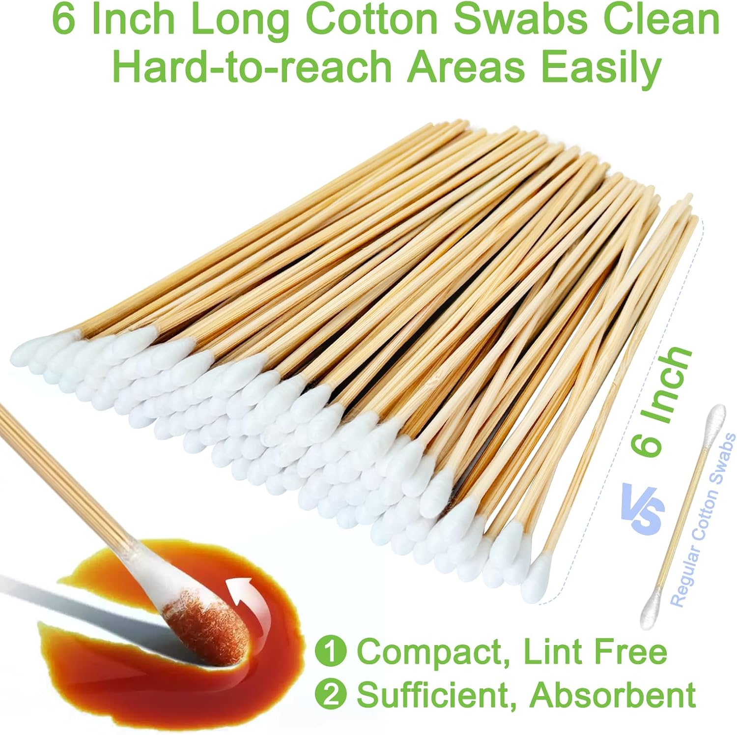 Iebeauty Cotton Swabs Swab Applicator Q-Tip 100 Pieces 15Cm Extra Long Wood Handle Sturdy image number 4