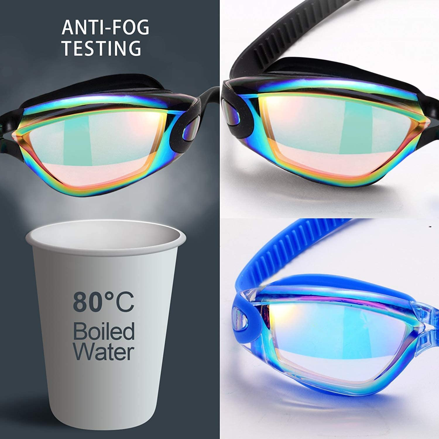 Swim Goggles, 2 Pack Swimming Goggles for Adult Men Women Youth Kids Child, No Leaking anti Fog Waterproof 180 Degree Clear Vision Triathlon Pool Goggles image number 1