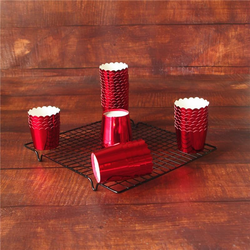 50 Pcs Paper Cupcake Liners Baking Cups, Holiday/Parties/Wedding/Anniversary Red image number 4