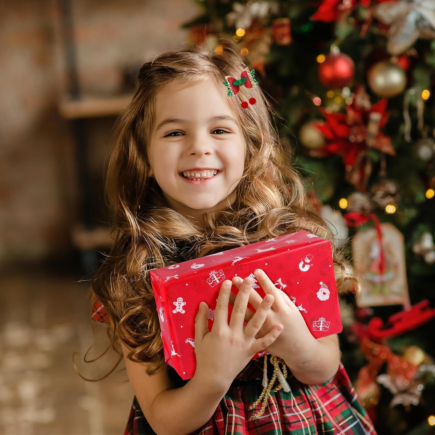 4 PCS Christmas Hair Clips for Kids,Glitter Sequins Hair Bow Barrette Christmas Santa Claus Snowflake Bear Cherry Hair Pins Alligator Clips for Kindergarten Girls Hair Accessories image number 1