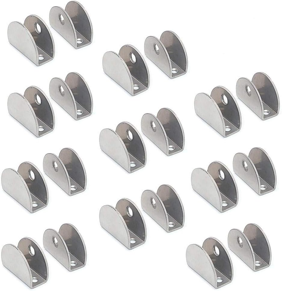 Set of 20 of NUZAMAS Glass Shelf Brackets - 201 Stainless Steel Glass Clamp Clip Holder, Rectangle Adjustable Clamping 8-12Mm Thickness Panel, Size 27.5X37X16.5Mm image number 2