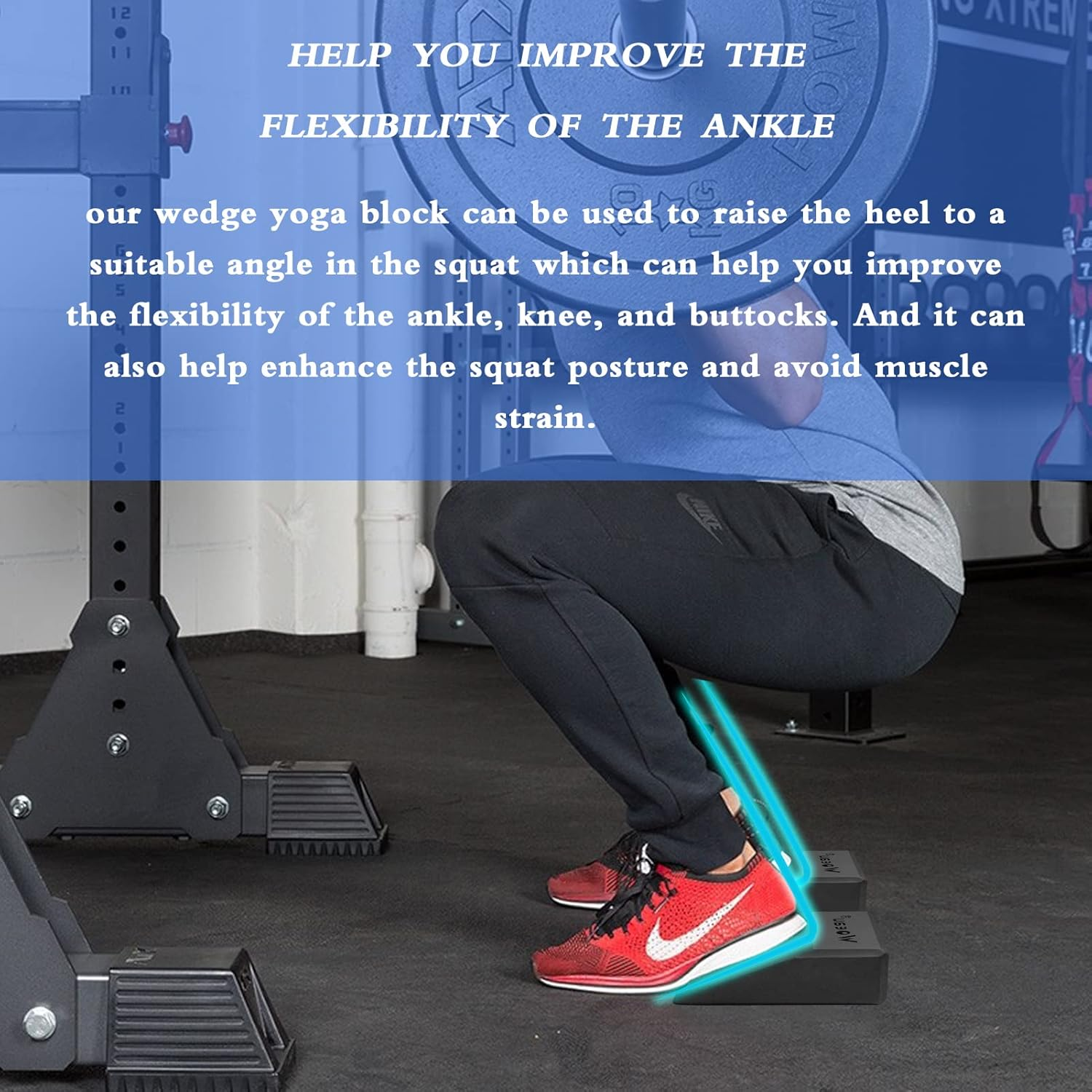 2 Pack Squat Wedge Blocks - Non Slip Professional Squat Ramp for Heel Elevated Squats Calf Raises Platform, for Men Women, Slant Board Trainer for Fitness, Squat, Pushup, Weightlifting, Yoga image number 3