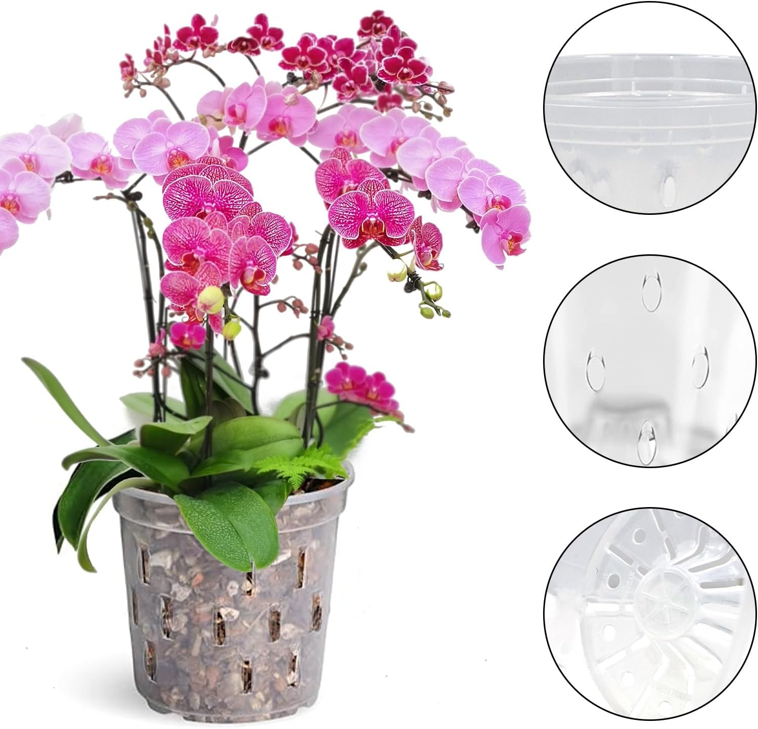 9 Pack Orchid Pots with Holes, Clear Orchid Pots for Repotting, Breathable Slotted Orchids Planter, Plastic Flower Plant Pot Indoor