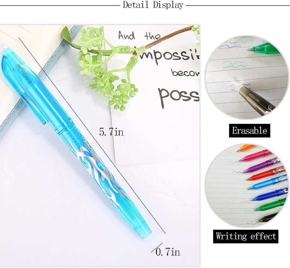 8Pcs Erasable Gel Pens, Quick-Drying Rolling Ball Pens with 0.5Mm Tip, Rub Out Liquid Ink and Rubber image number 5