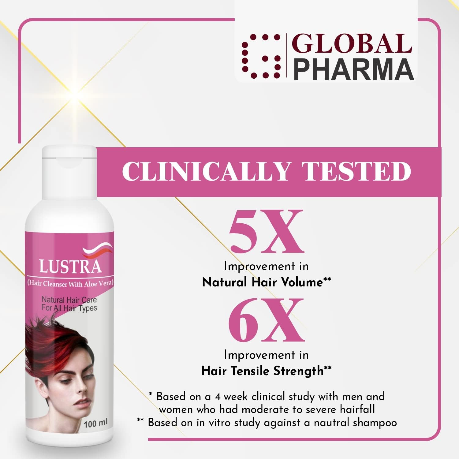 Global Pharma Lustra Hair Cleaner with Aloe Vera, 100 Ml image number 6