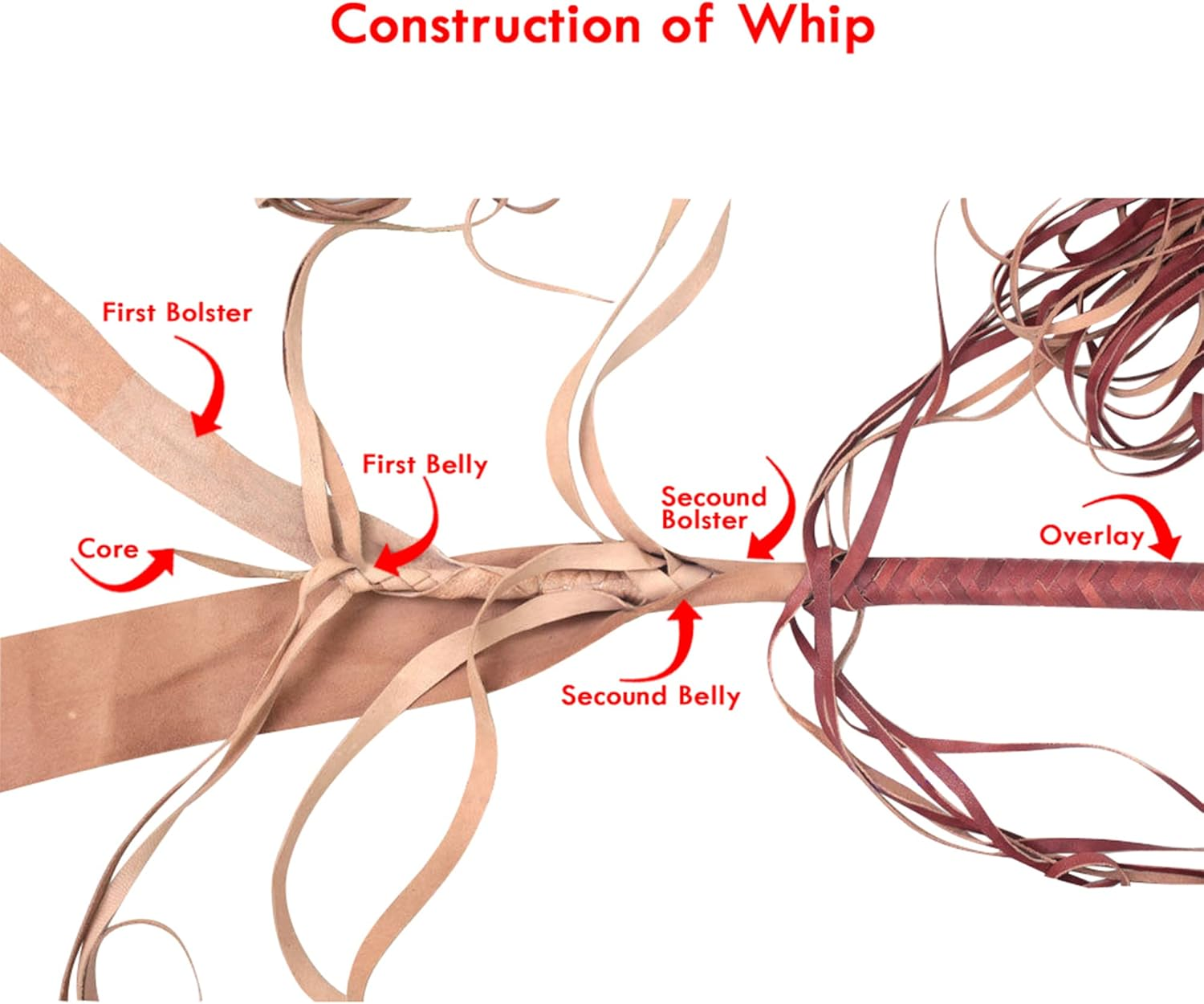 Indiana Jones Style Bull Whip 04 to 16 Feet Long 16 Strands Genuine Real Cowhide Leather Equestrian Bullwhip Heavy Whip image number 3